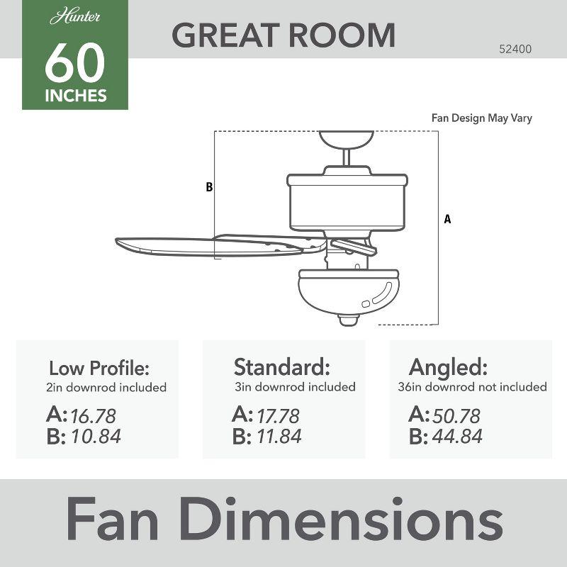 Rustic 60" Matte Black Ceiling Fan with LED Light & WhisperWind Motor