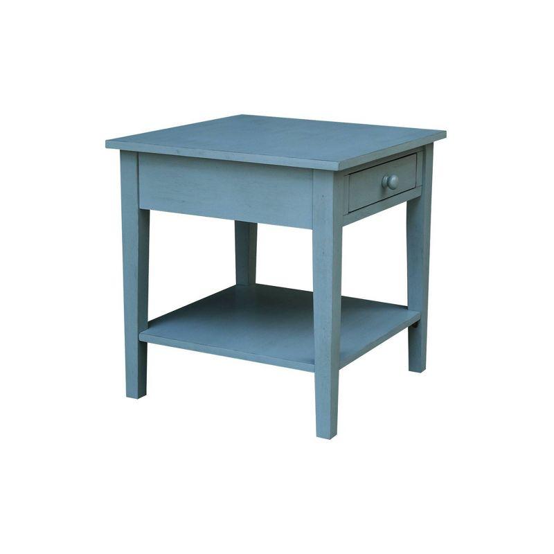 International Concepts Spencer End Table Antique Ocean Blue: Hardwood Frame, 25" High, Square Shape, Spot Clean