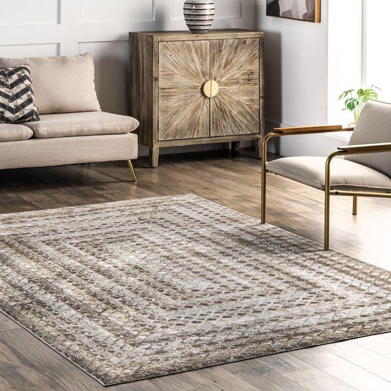 Eco-Friendly Beige Bohemian 8' x 10' Machine Washable Area Rug