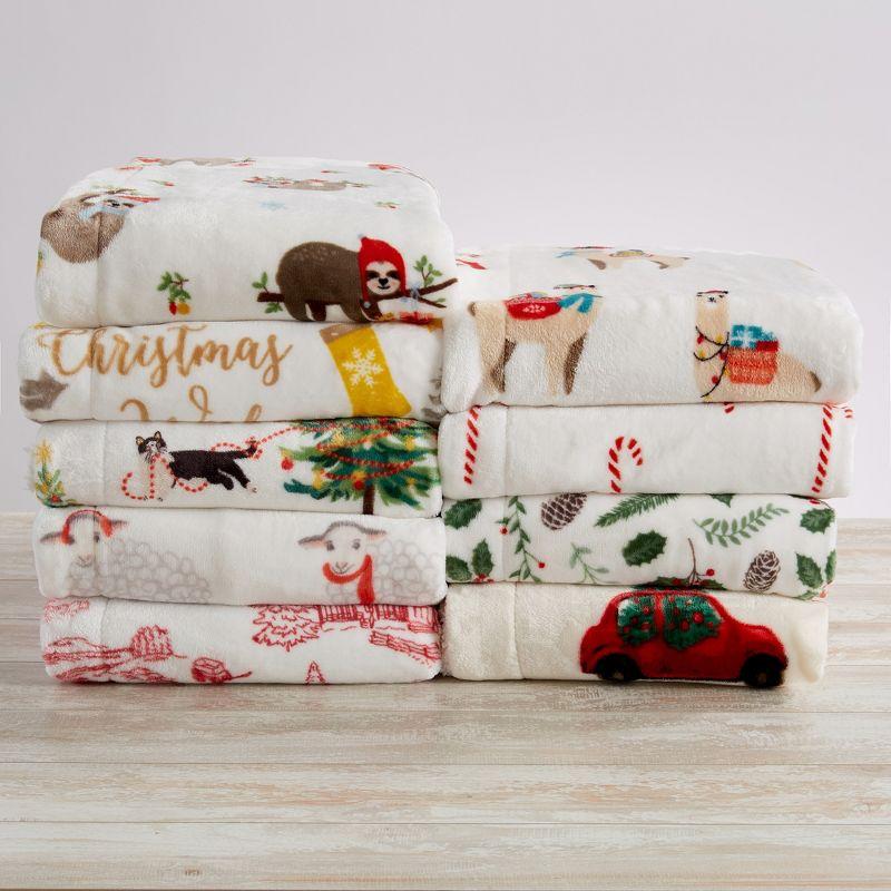 Holiday-Printed Plush Throw Blanket - Great Bay Home