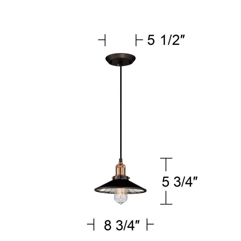 Franklin Iron Works Emile Oil Rubbed Bronze Brass Mini Pendant 8 3/4" Wide Industrial LED Fixture for Dining Room House Foyer Kitchen Island Entryway