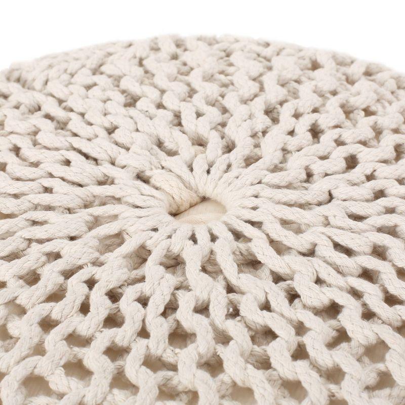 Christopher Knight Home Barwick Modern Knitted Round Pouf Ivory: Upholstered Ottoman, No Assembly Required