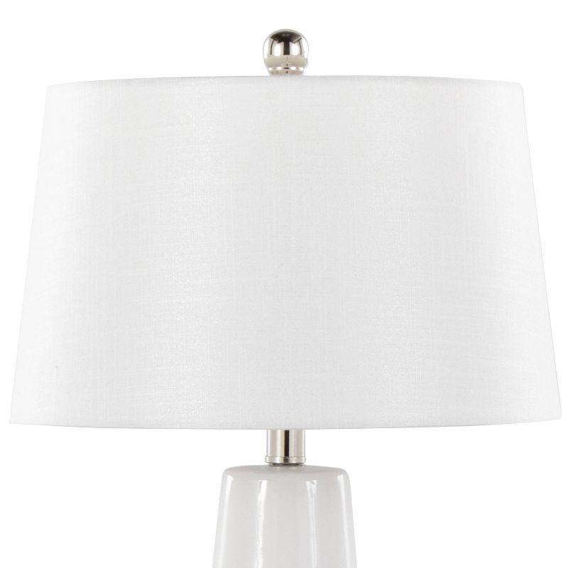 LumiSource Penelope 22" Contemporary Ceramic Table Lamp White and Gold : UL Listed, 1-Way Socket Switch