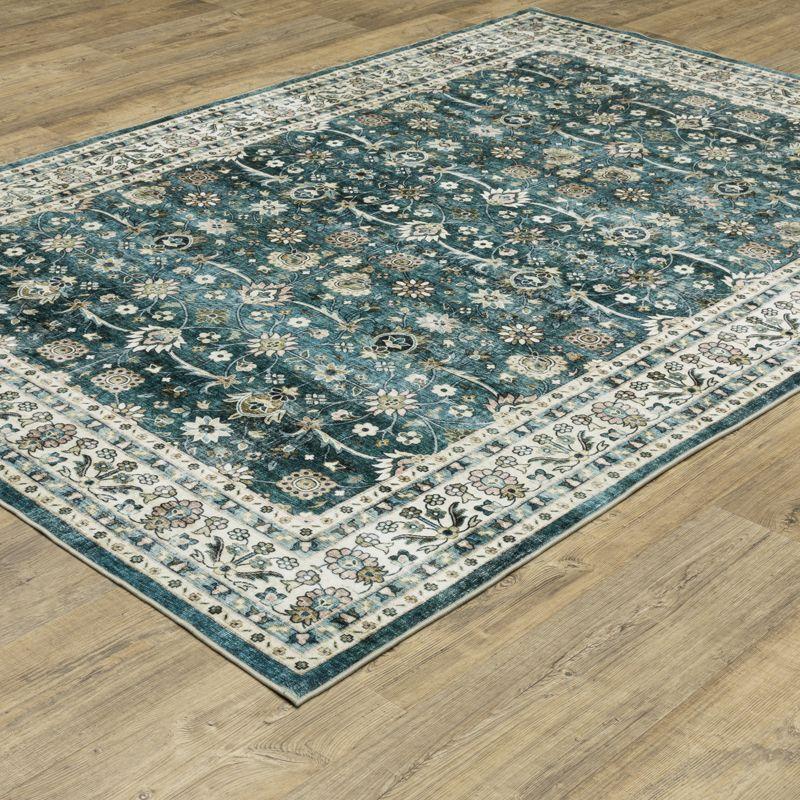 Oriental Weavers Sumter SUM08 Teal/ Ivory Indoor Area Rug - 5' x 7'