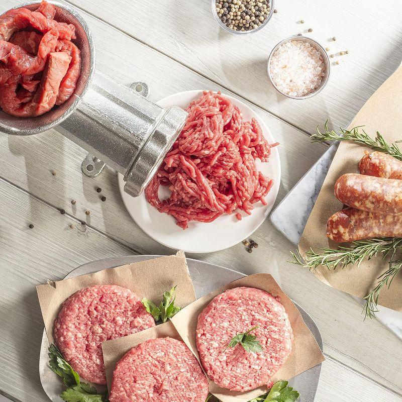 Cast Iron Table Mount Meat Grinder - Manual Mincer w Two 3/4" Cutting Disks & Sausage Stuffer Funnel - Make Homemade Burgers, Cooking Tool Must Have