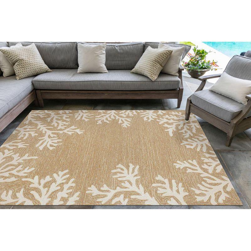 Liora Manne Capri Coral Border Indoor/Outdoor Rug Neutral 3'6" x 5'6"