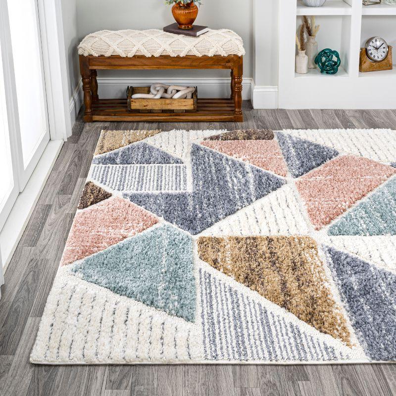 Ivory Geometric Synthetic Flat Woven Reversible Area Rug