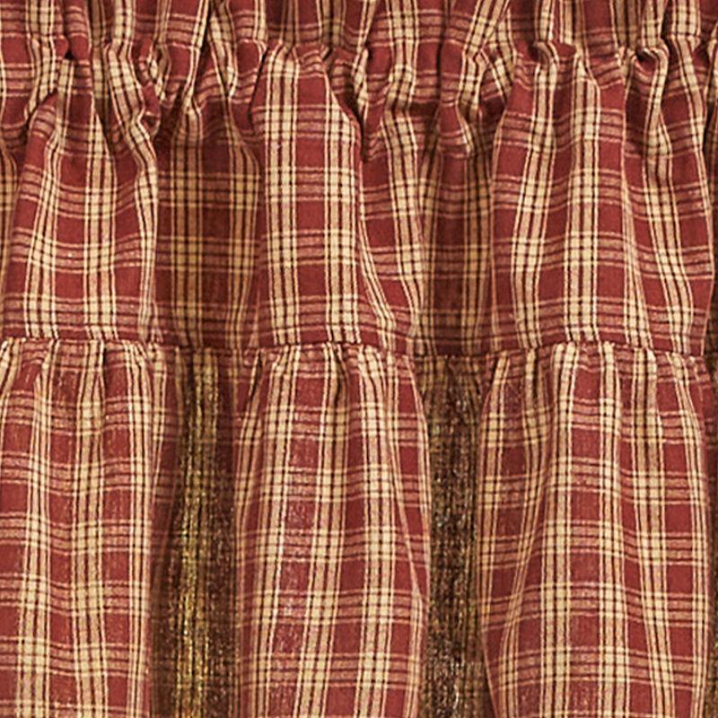 Red Plaid Ruffle Rod Pocket Valance 72"