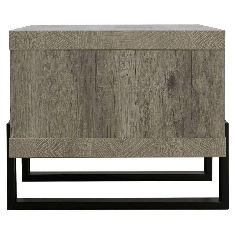 Dinard Wood Coffee Table Gray Driftwood/Black - Coaster: Sleek Two-Tier & Geometric Legs