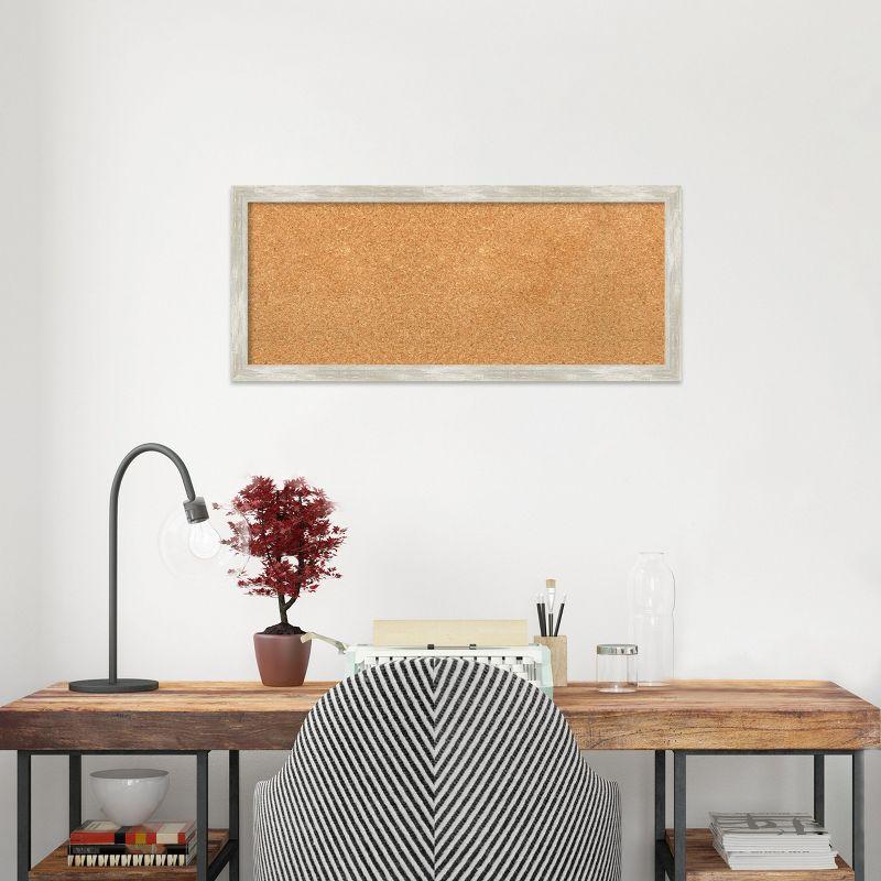 Amanti Art Natural Cork Board Framed Crackled Metallic Narrow Bulletin Board 32 in. x 14 in.