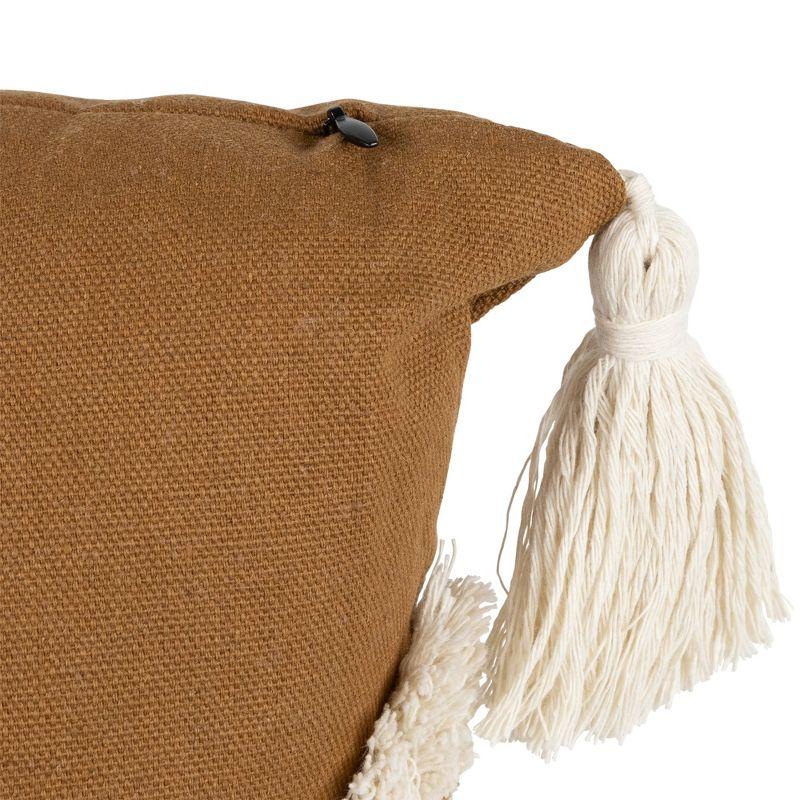 Northlight 16" Camel Brown Boho Square Cotton Throw Pillow with Tassels