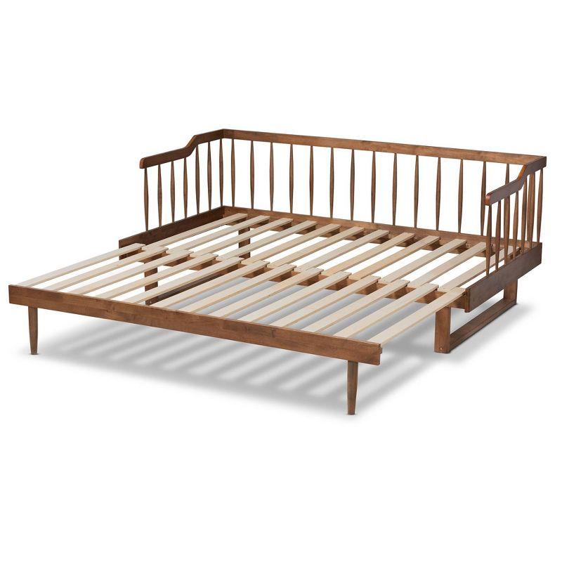 Twin to King Muriel Expandable Spindle Daybed Walnut - Baxton Studio: Contemporary Unupholstered, No Box Spring Needed