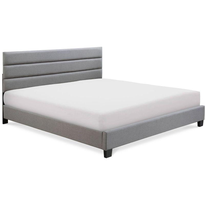 Hudson King-Size Gray Linen Tufted Upholstered Bed with Slats