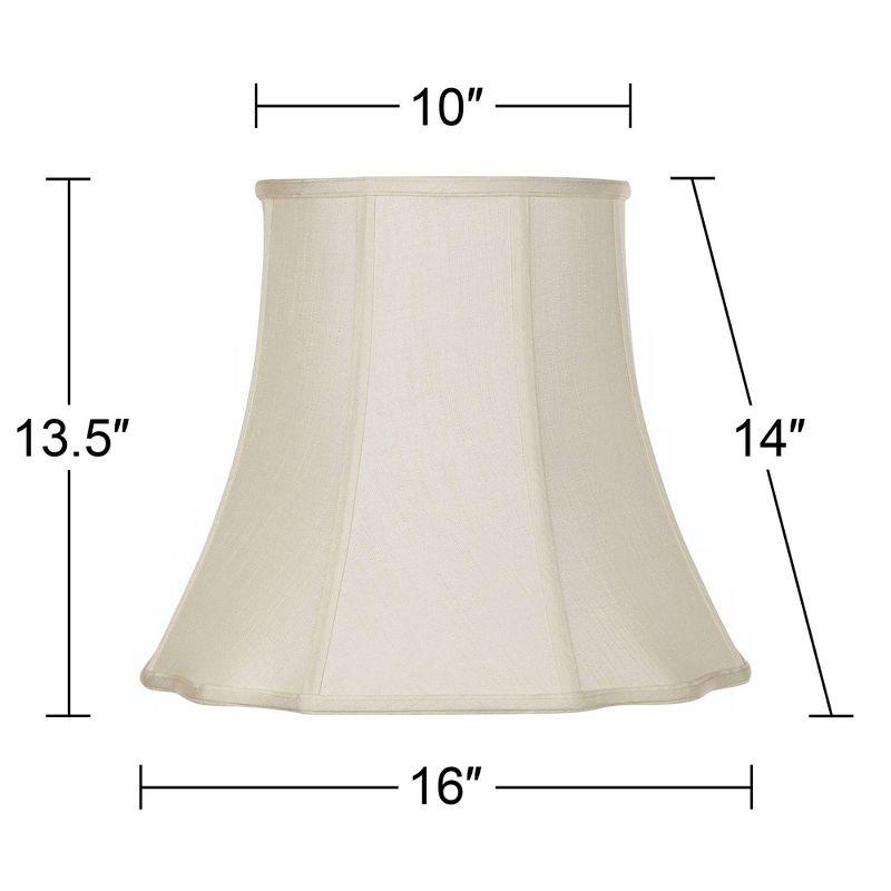 Imperial Shade Creme Medium Bell Cut Corner Lamp Shade 10" Top x 16" Bottom x 14" Slant x 13.5" High (Spider) Replacement with Harp and Finial