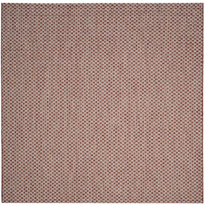 Courtyard CY8653 Power Loomed Indoor and Outdoor Area Rug - Rust/Light Grey - 4'x4' - Safavieh
