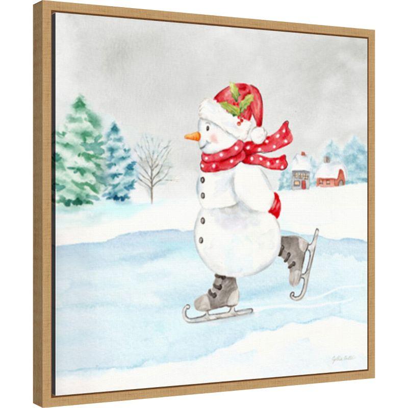 Amanti Art Let it Snow Blue Snowman V by Cynthia Coulter Canvas Wall Art Print Framed 22 x 22-in.