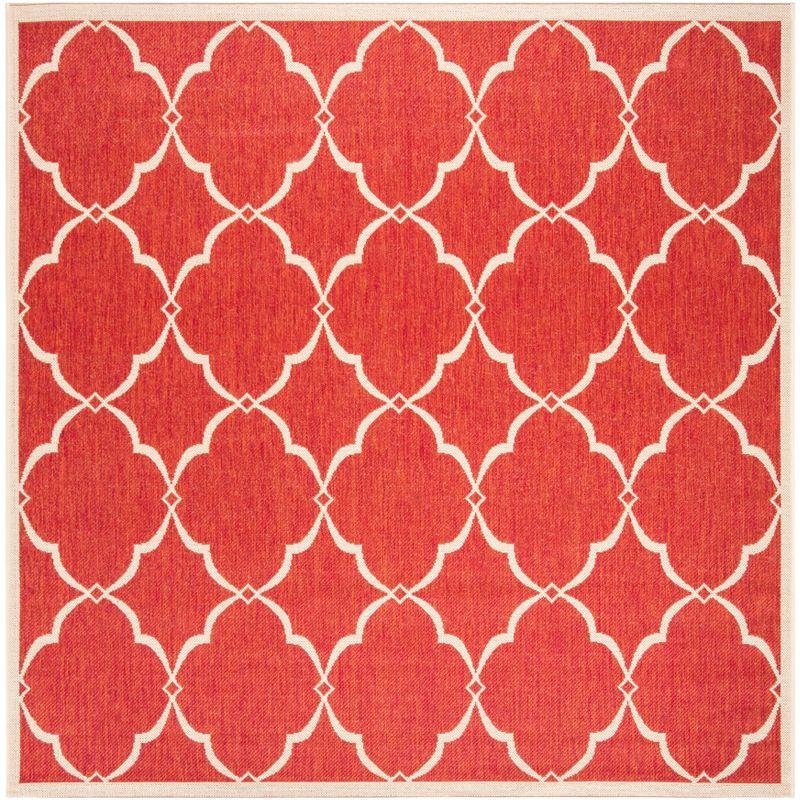 Beach House BHS125 POWER LOOMED Indoor/Outdoor Area Rug - Red/Creme - 4'x4' - Safavieh