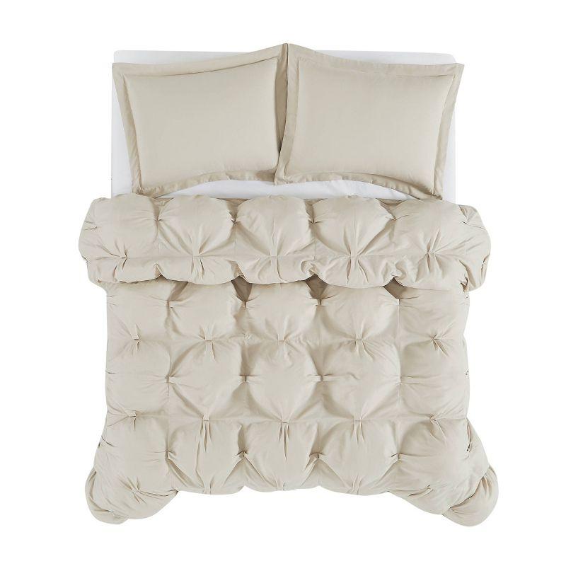 Beige Full Microfiber Cloud Puffer Comforter Set