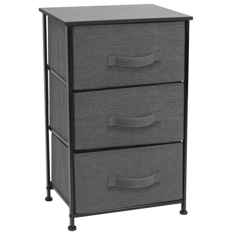 Compact Steel-Framed Nightstand with 3 Soft-Close Fabric Drawers