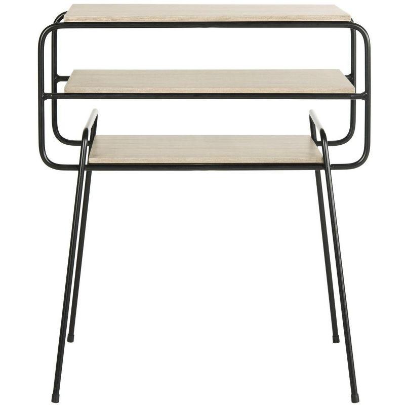 Marcel Beige Wood and Metal Rectangular End Table