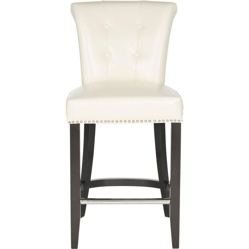 Espresso Birchwood and Flat Cream Bicast Leather Counter Stool