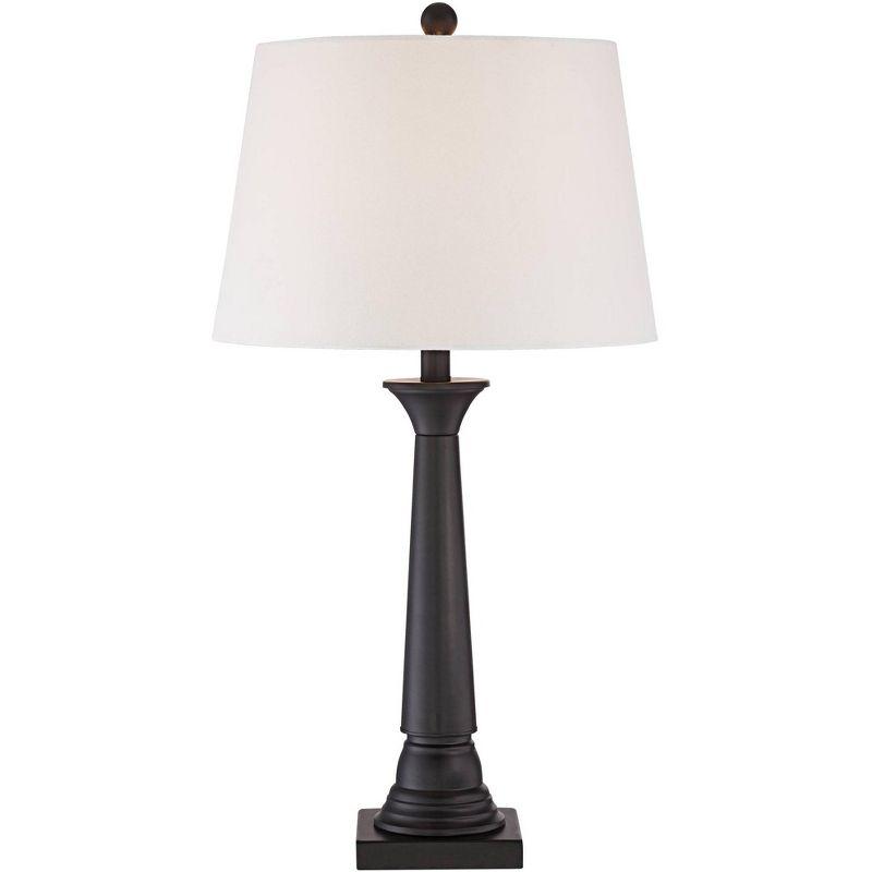 360 Lighting Dolbey Rustic Farmhouse Table Lamps 28" Tall Set of 2 Bronze Off White Drum Shade for Bedroom Living Room Bedside Nightstand Office House