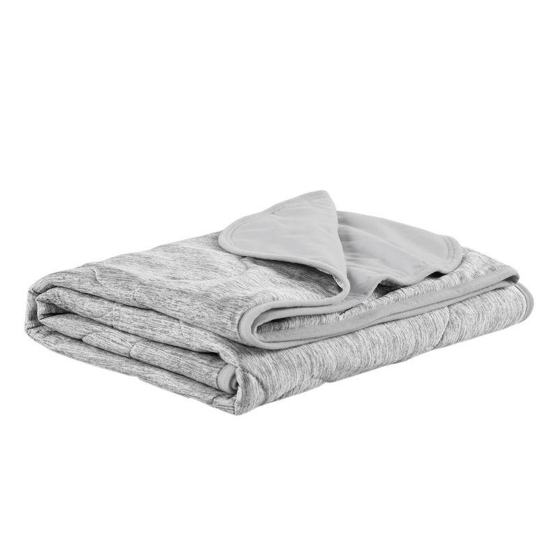 Gray Cooling Touch Reversible Knitted Throw Blanket