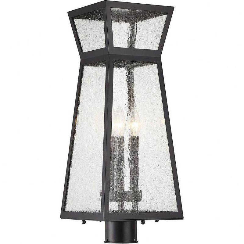 Millford Matte Black 3-Light Outdoor Post Lantern with Clear Seeded Glass