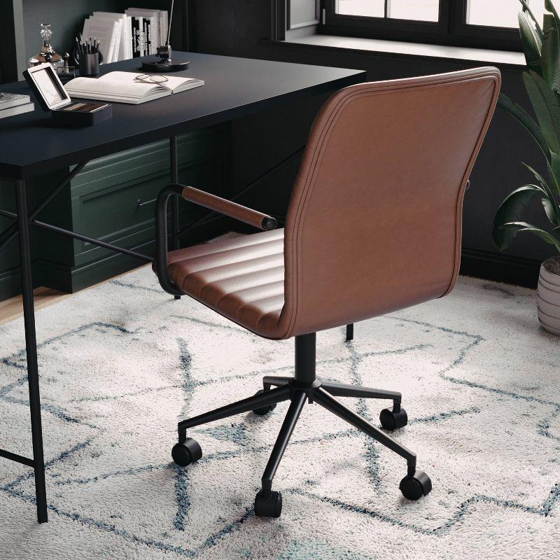 Hargrove Taytum Mid-Back Swivel Faux Leather Desk Chair with Padded Seat and Arms by Martha Stewart