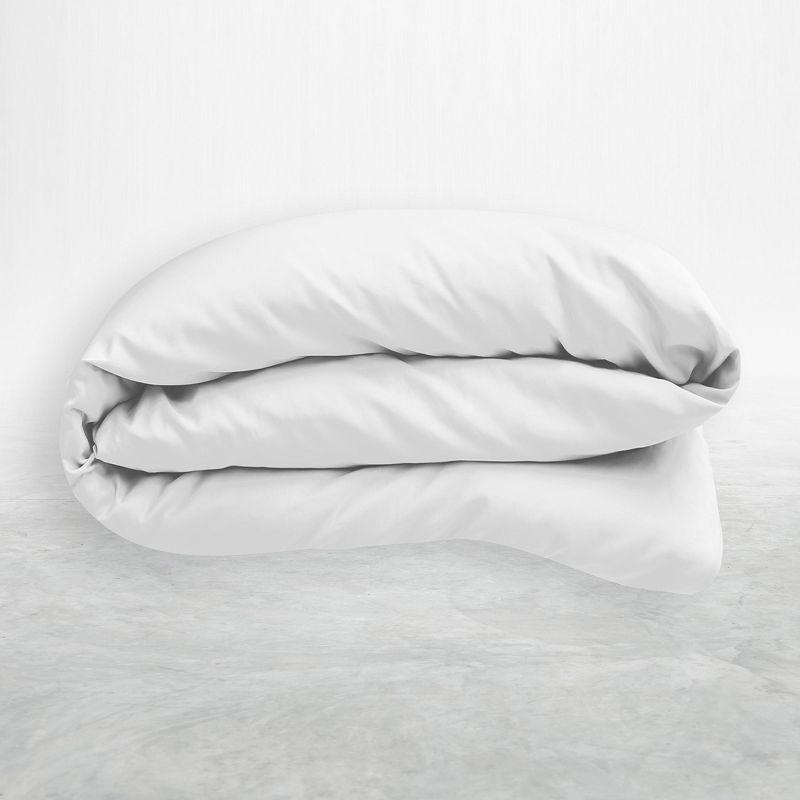 Oversized King White Cotton Sateen Duvet Cover Set