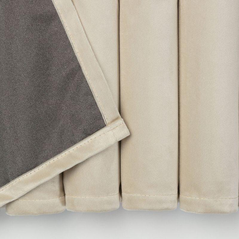 Chanasya 2pk Solid Velvet Room Darkening Blackout Privacy Window Curtain Panels - Set of 2 - 52 x 63 Inches Long - Beige