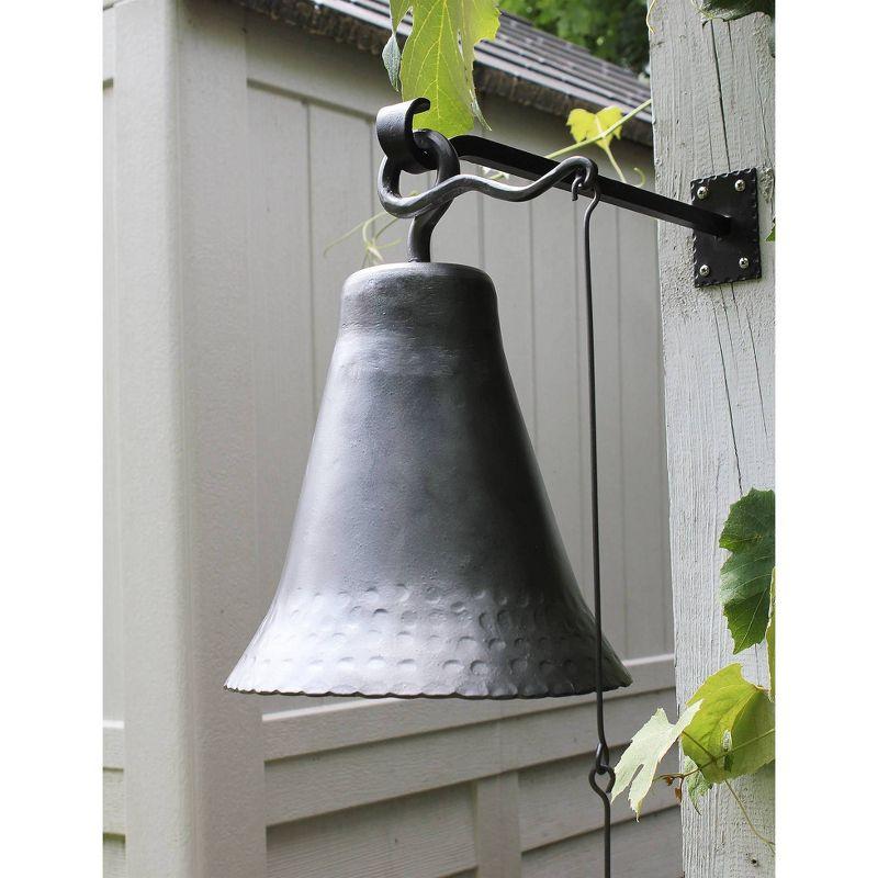 Large Wrought Iron Old Time Farmhouse Style Bell Black - ACHLA Designs: Weather-Resistant, No Assembly Required