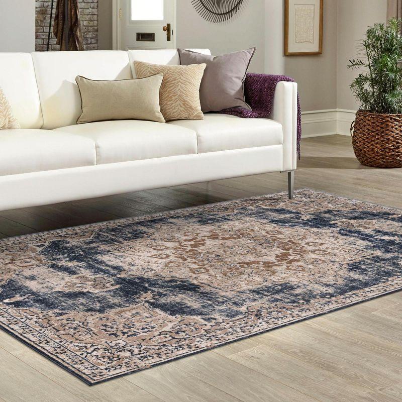 Unique Loom Chateau Collection Area Rug - Roosevelt (9'  x 12' 2" Rectangle Dark Blue/Beige)