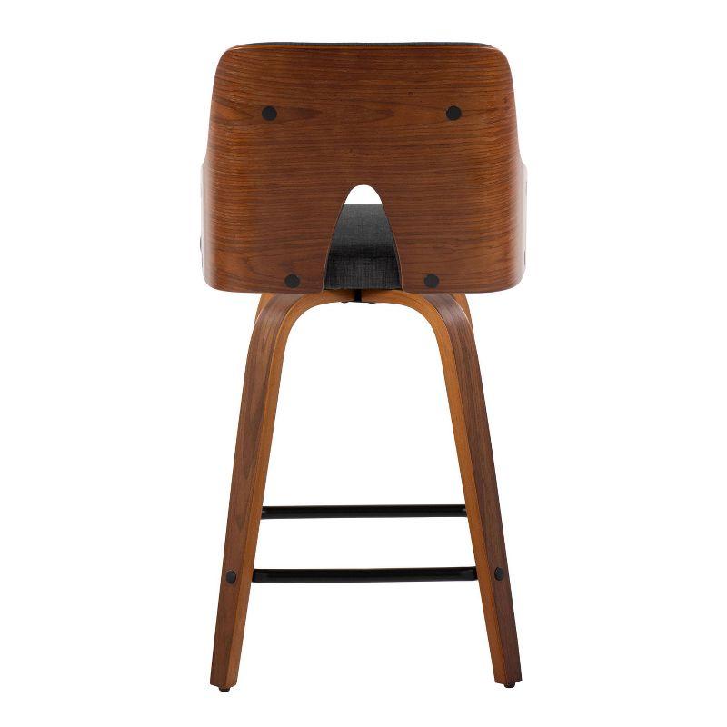 Set of 2 Stella Counter Height Barstools Walnut/Charcoal/Black - LumiSource: Fixed-Height, Swivel Seat, Footrest