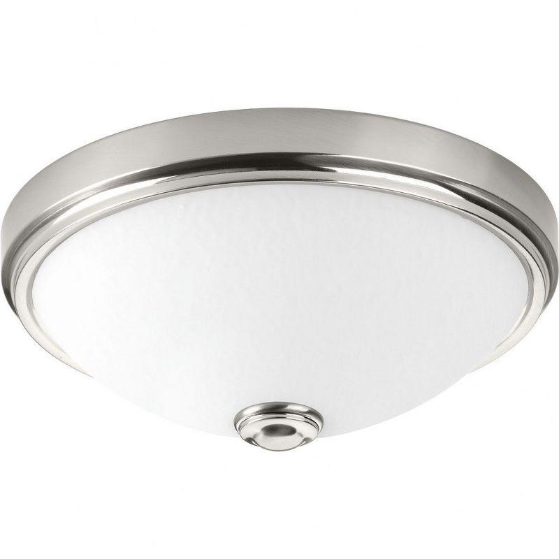 Brushed Nickel 11" LED Flush Mount with White Linen Glass