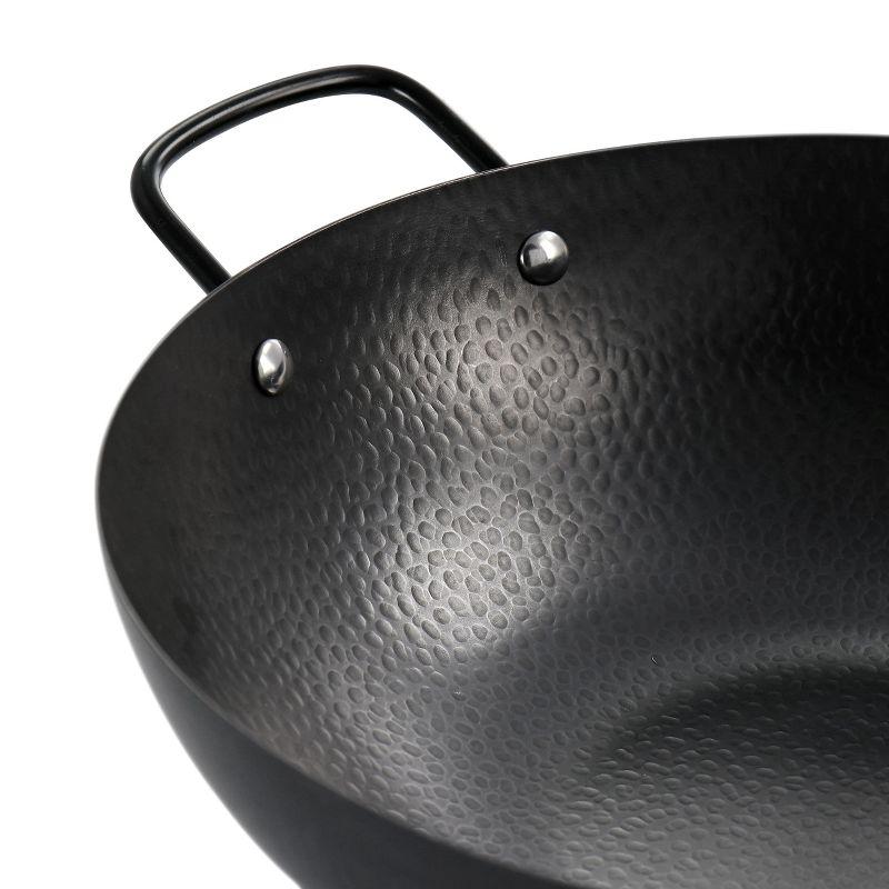 Gibson Home Hammered 13 Inch Heavy Gauge Carbon Steel Wok in Black