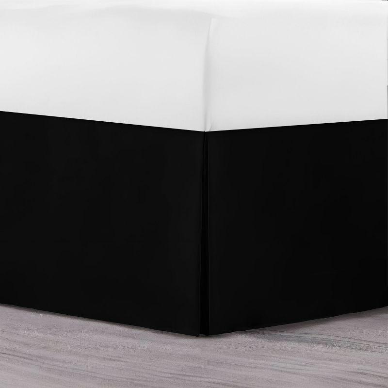 Microfiber Plain Bed Skirts Easy Fit Full Size Bed Skirt by Lux Decor Collection- Black