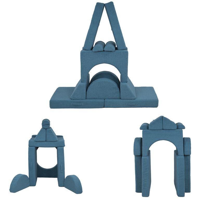 Qaba 12 Pieces Foam Climbing Blocks, Climbing Toys for Toddlers, Indoor Climb and Crawl Activity Playset for Boys and Girls, Blue