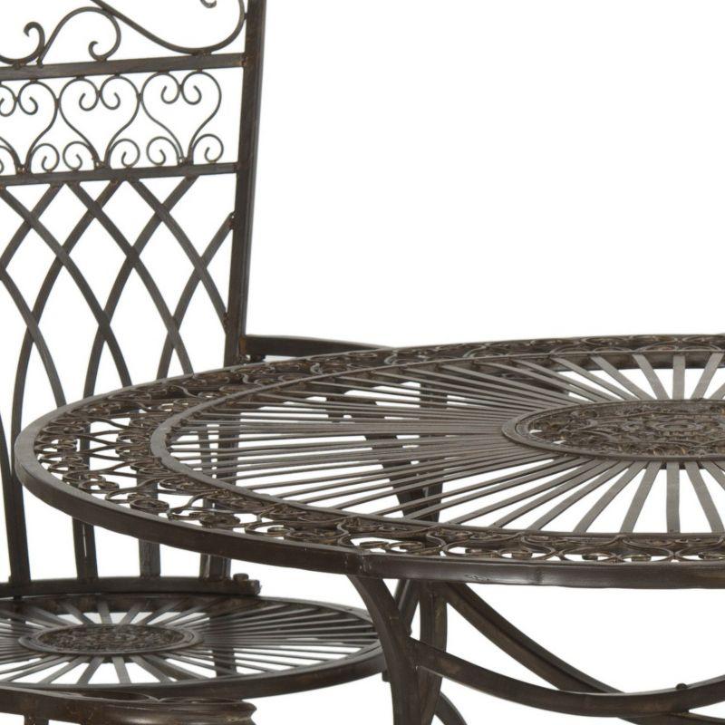 Thessaly Rustic Brown Iron Round 4-Person Dining Set