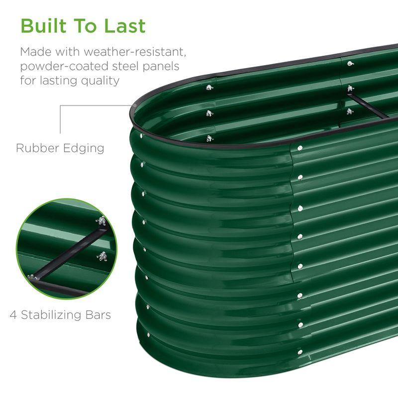 Best Choice Products 8x2x2ft Metal Raised Garden Bed, Oval Outdoor Planter Box w/ 4 Support Bars - Dark Green