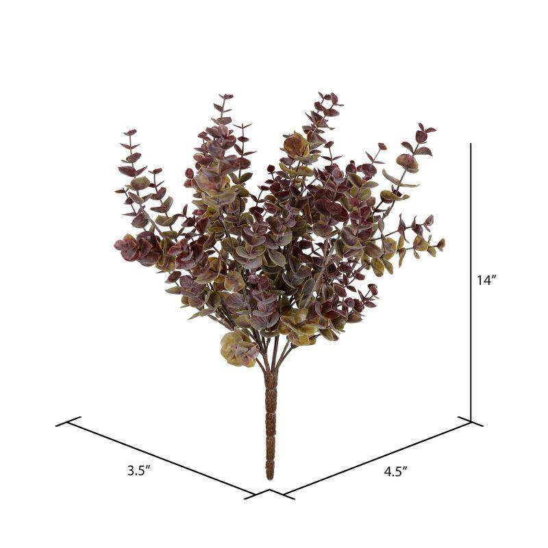 Vickerman 14" Artificial Green and Red Mini Jade Leaf Bush Pick. UV Coated, Set of 3