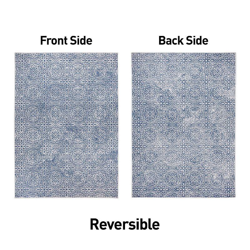 World Rug Gallery Contemporary Flowers Weather Resistant Reversible Indoor/Outdoor Area Rug