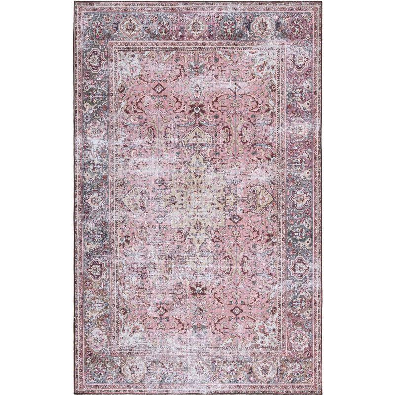 Easy-Care Tucson 4' x 6' Pink/Beige Washable Rectangular Rug