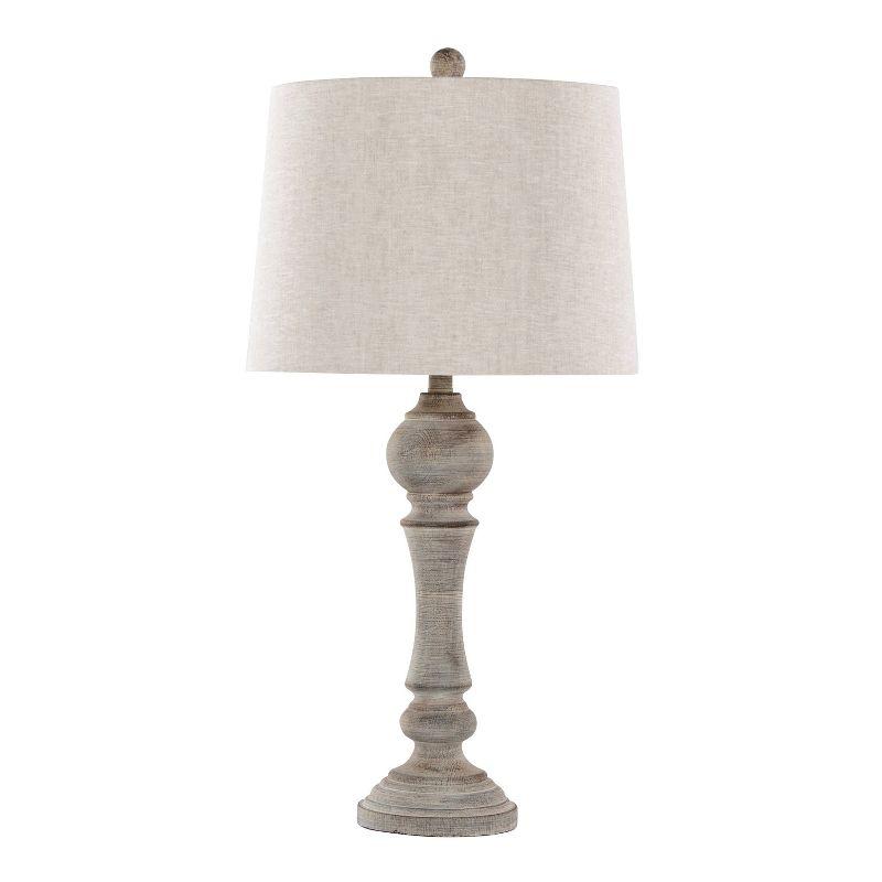 LumiSource (Set of 2) Winston 32" Farmhouse Poly Table Lamps Reclaimed Gray Polyresin with Oat Linen Shade from Grandview Gallery: UL Listed