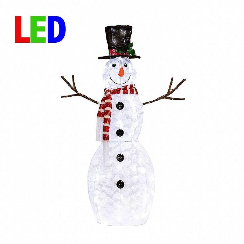 Novelty Lights LED Pre-Lit Snowman with Top Hat Christmas Yard Art Decoration, Pure White, 120 Light, 48" Tall