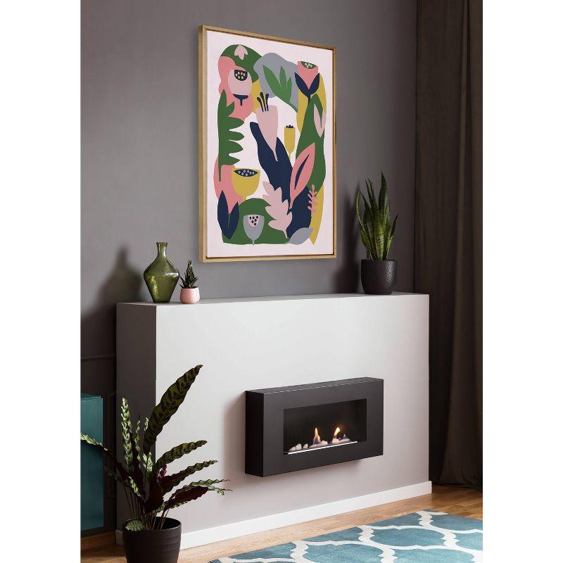 28" x 38" Sylvie Myriam's Garden Framed Canvas by Myriam VanNeste Gold: Modern Vertical Wall Art - Kate & Laurel All Things Decor