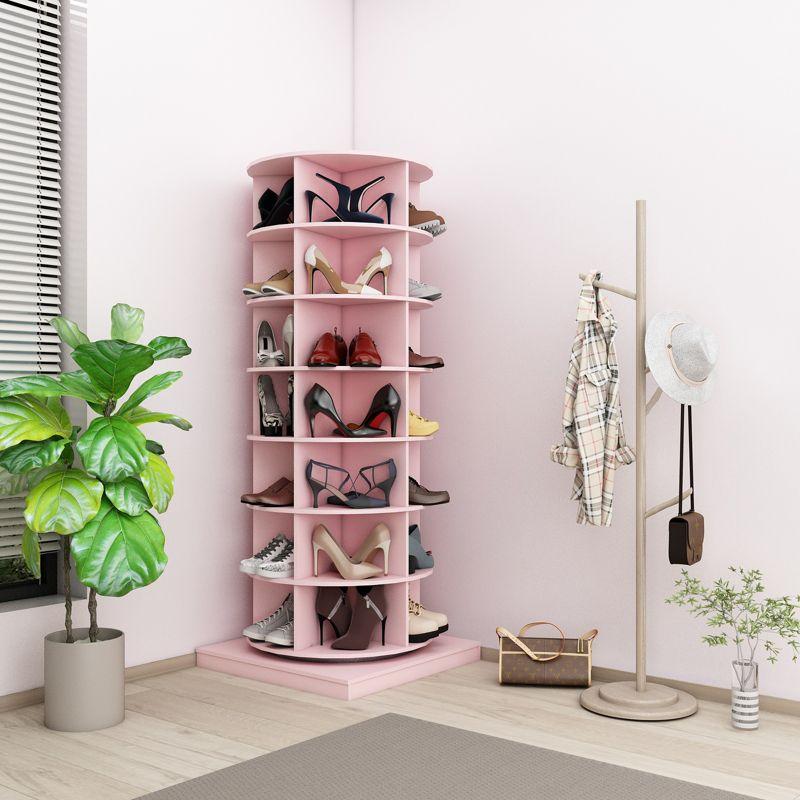Rotating Shoe Rack Tower 360, Spinning Shoe Rack Tower 7 Tier for Closet, Entryway, Tall Shoe Storage Organizer, Holds Up to 28 Pairs of Shoes Pink