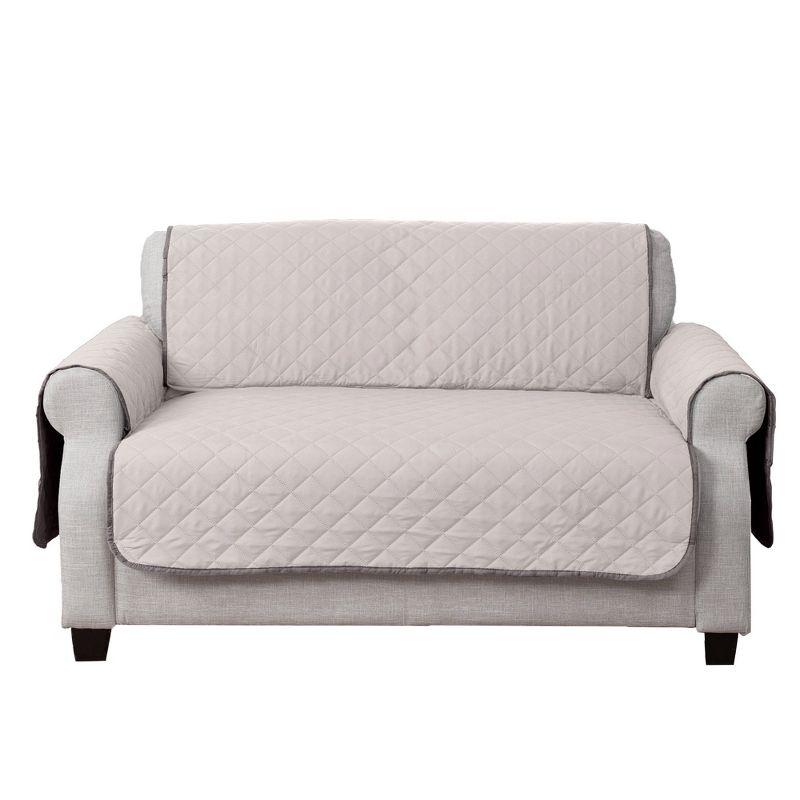 Gray/Mist Reversible Pinsonic Quilted Pet Loveseat Protector