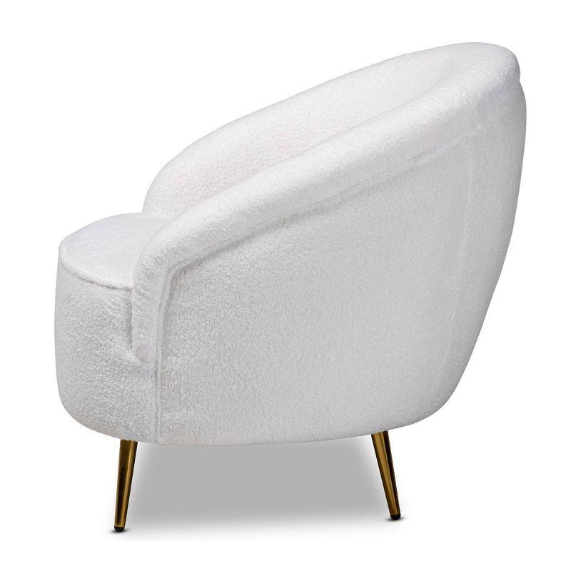 Urian Boucle Upholstered Accent Chair White/Gold - Baxton Studio