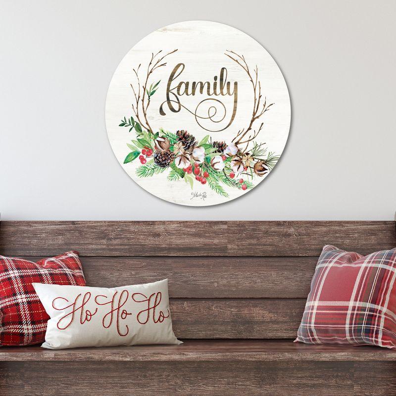 Holiday Family Circular White Wood Wall Art